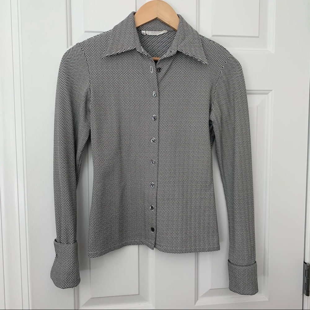 Rayure Paris Herringbone Button Down Shirt Sz 36 S